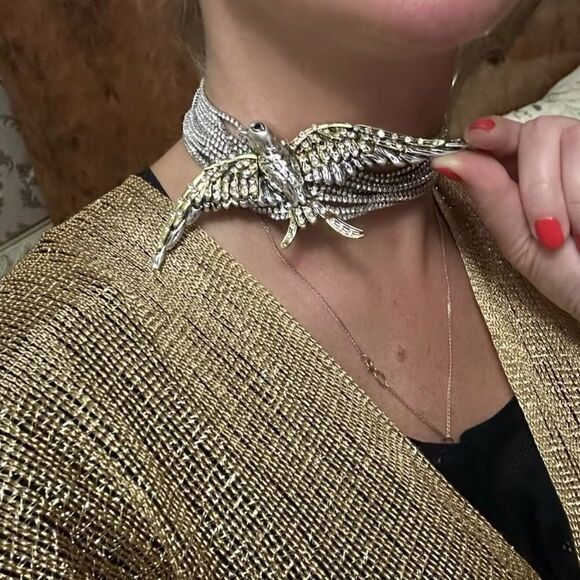 Zara Bird Rhinestone Chocker Necklace - Picture 5 of 17